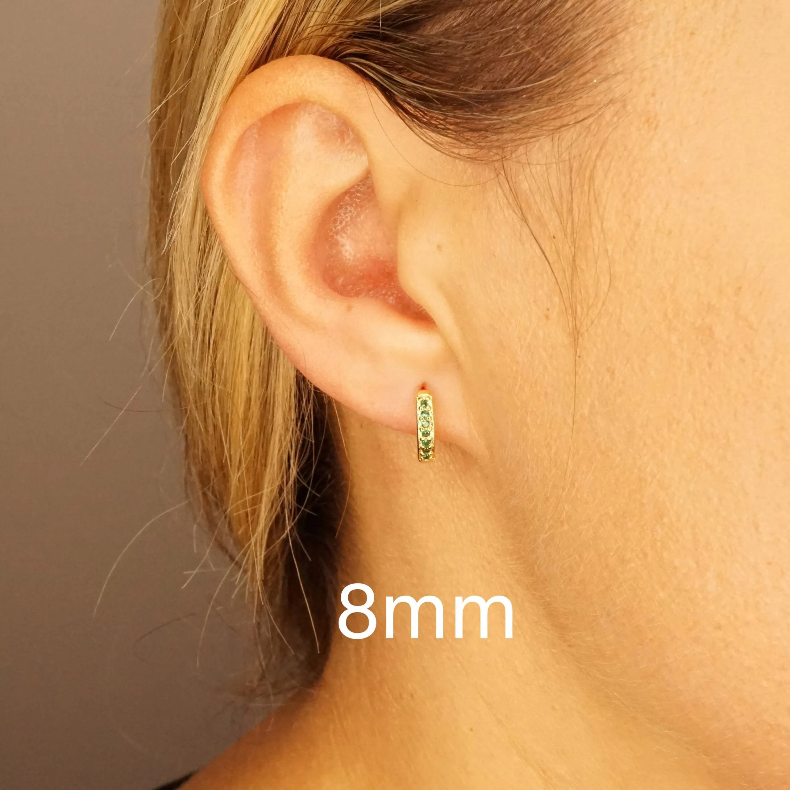 Evelyn X - Emerald Green Crystal Huggie Hoop Earrings