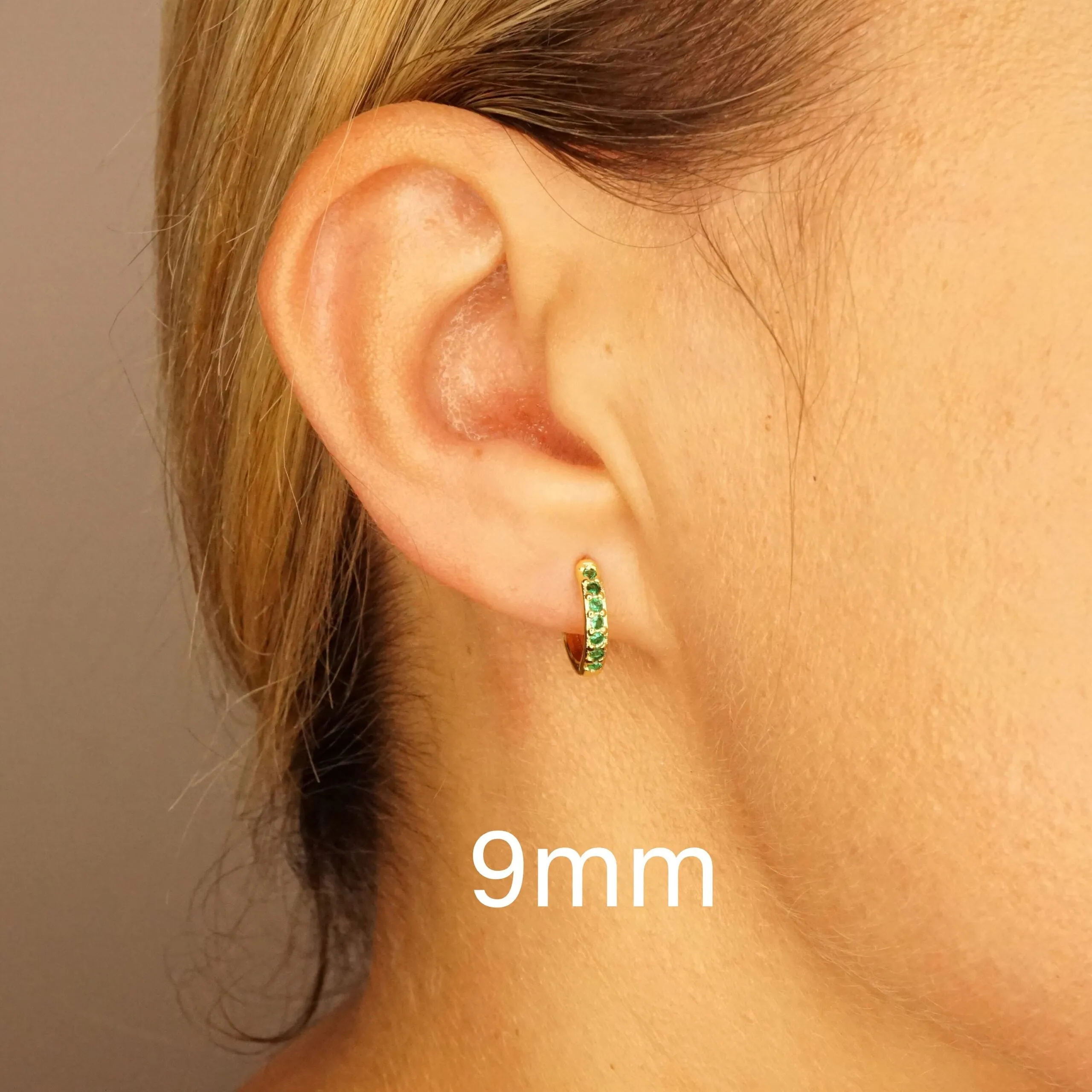 Evelyn X - Emerald Green Crystal Huggie Hoop Earrings