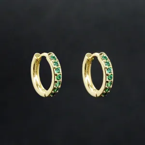 Evelyn X - Emerald Green Crystal Huggie Hoop Earrings