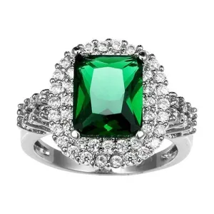 Fashion Green Zircon Silver Plated Wedding Rings