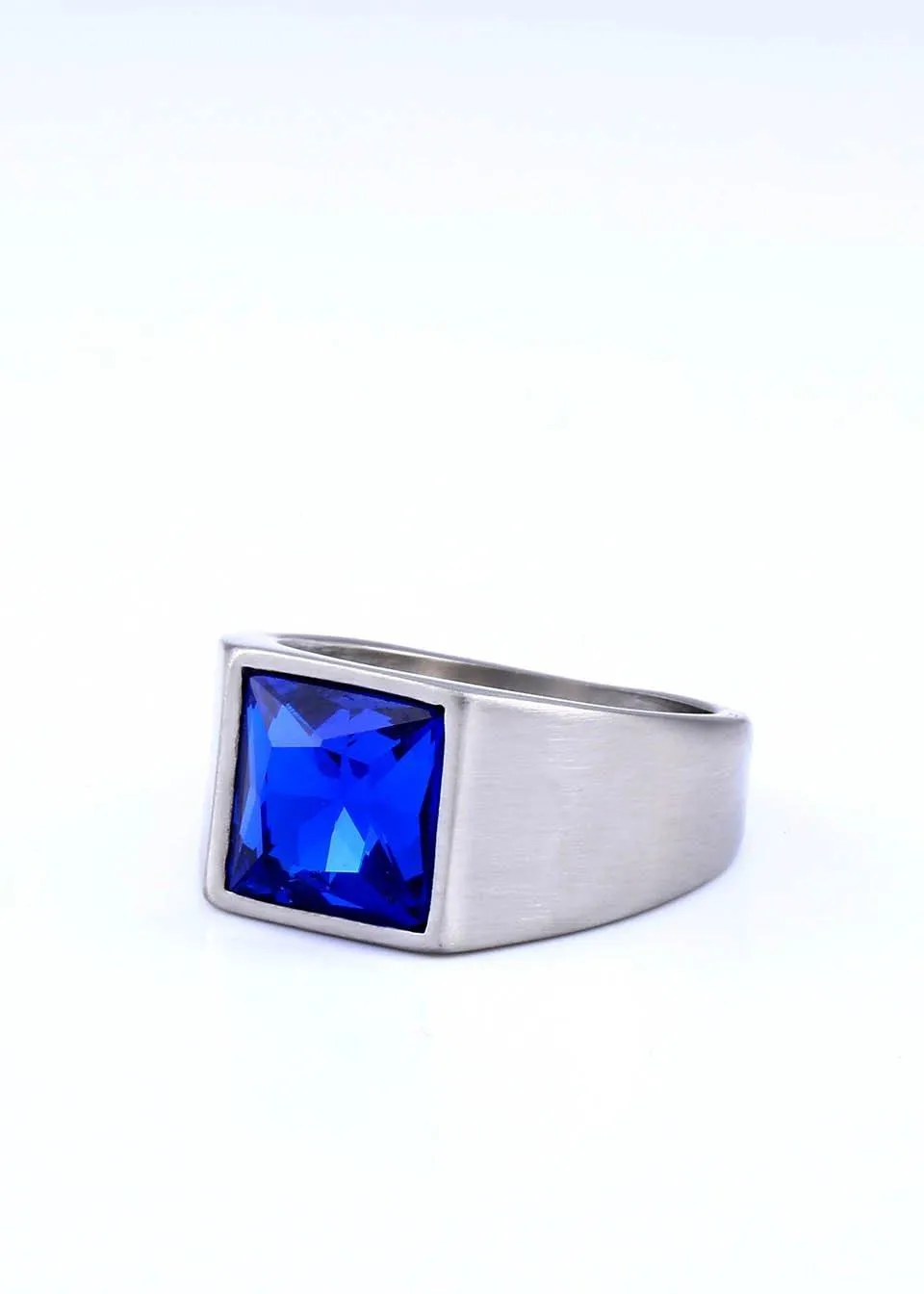 Fashion Inlaid Red/Blue/Black Stone Square Men's Ring
