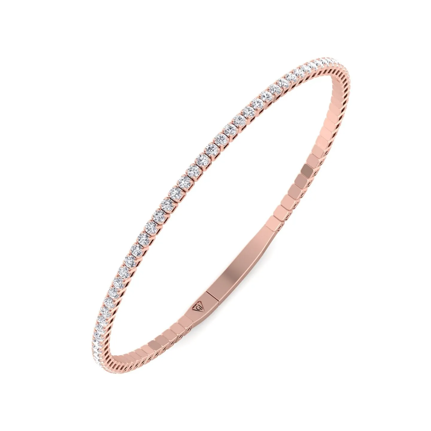 Flexible Natural Diamond Bangle in 14K Solid Gold