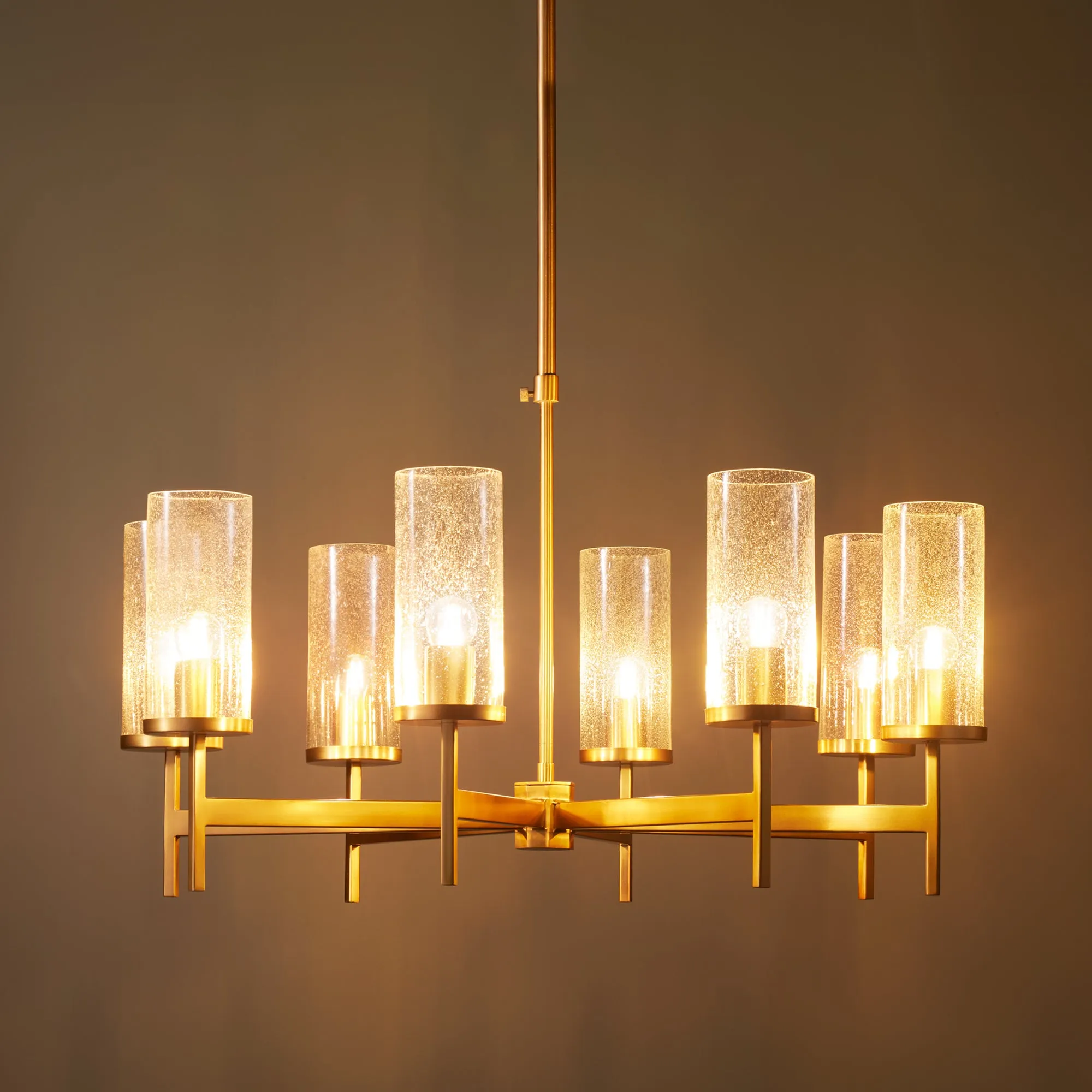 Frank chandelier in brass and glass