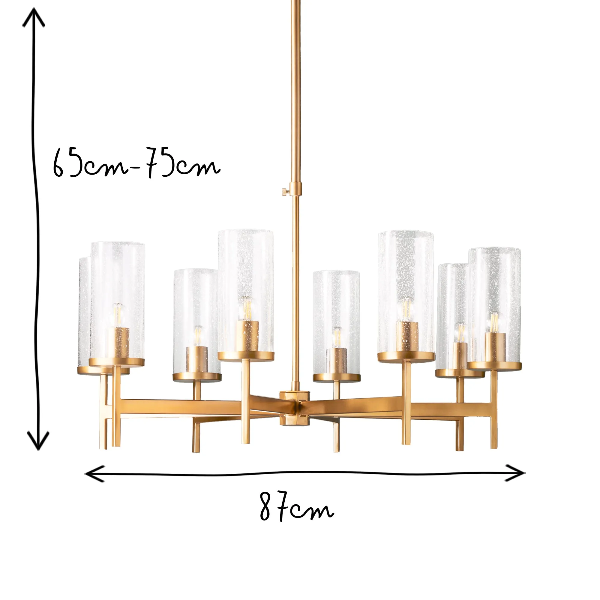 Frank chandelier in brass and glass