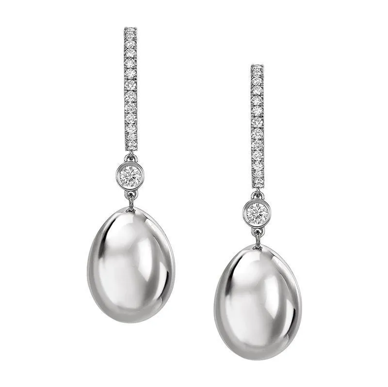 FSsence 18ct White Gold Diamond Simple Earrings
