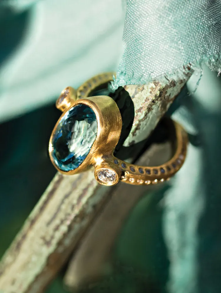 Gold & Aquamarine Ring