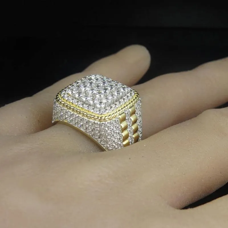 Gold Color Full Bling Iced Out Micro Paved CZ Ring