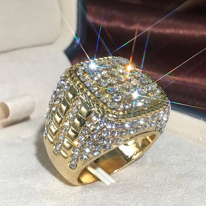 Gold Color Full Bling Iced Out Micro Paved CZ Ring