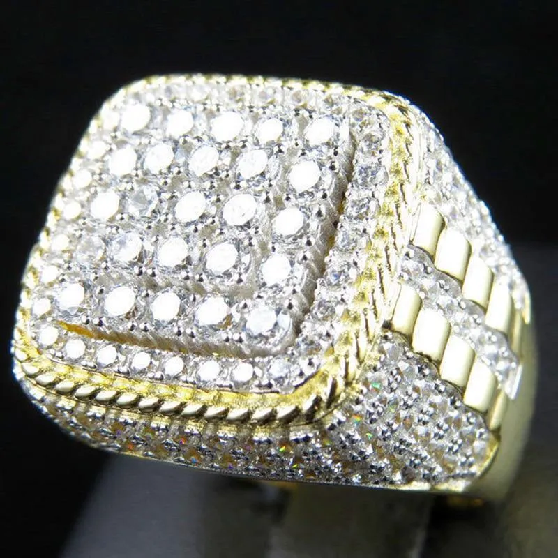 Gold Color Full Bling Iced Out Micro Paved CZ Ring