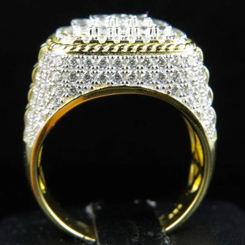Gold Color Full Bling Iced Out Micro Paved CZ Ring