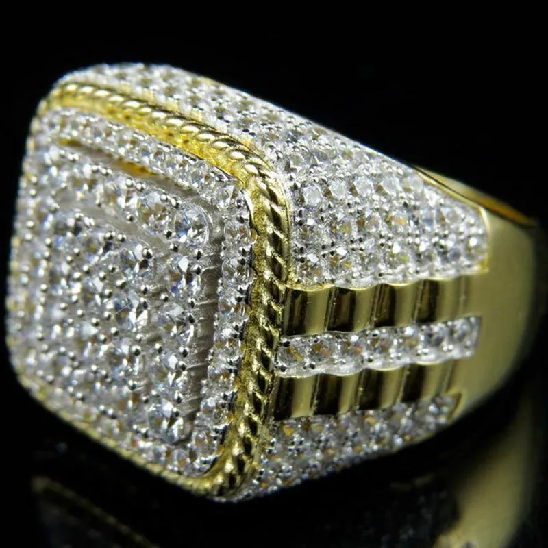 Gold Color Full Bling Iced Out Micro Paved CZ Ring