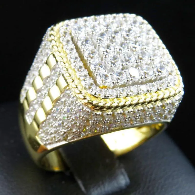 Gold Color Full Bling Iced Out Micro Paved CZ Ring