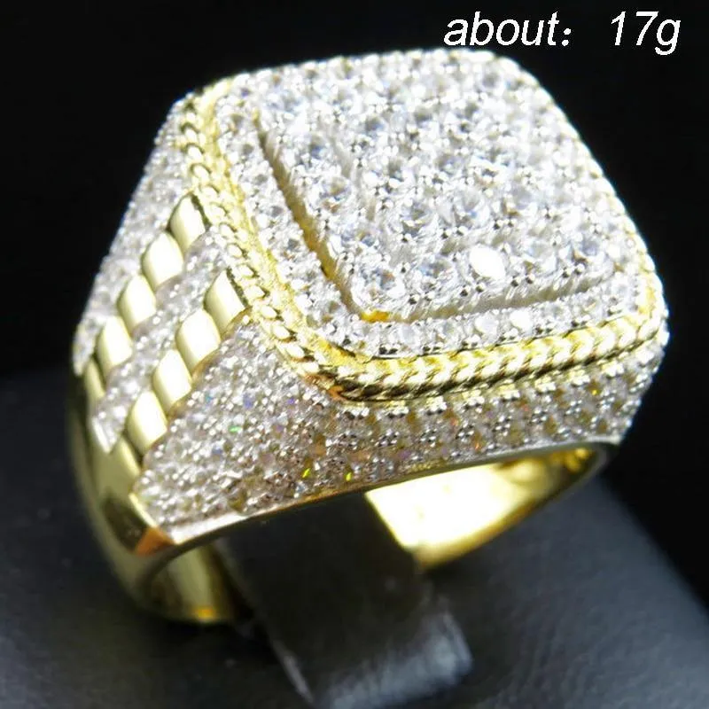 Gold Color Full Bling Iced Out Micro Paved CZ Ring