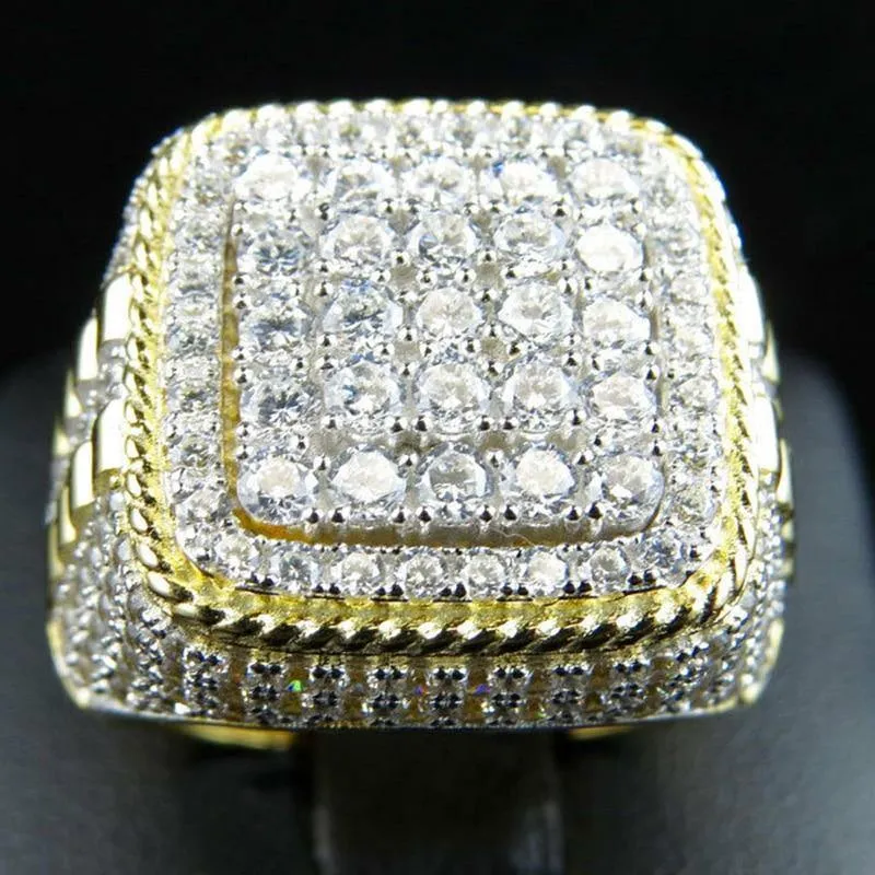 Gold Color Full Bling Iced Out Micro Paved CZ Ring