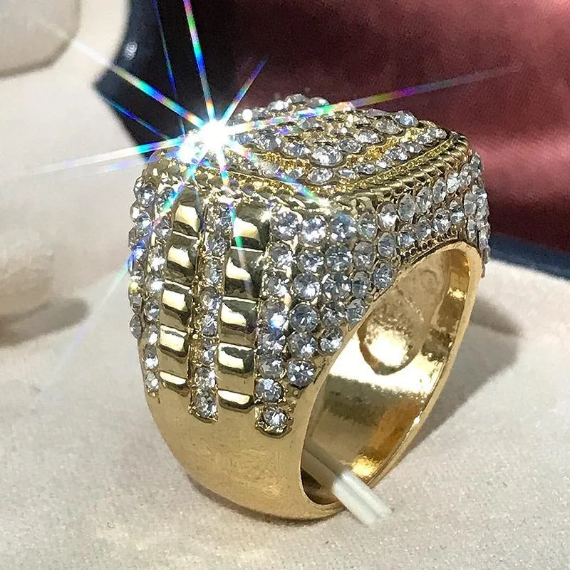 Gold Color Full Bling Iced Out Micro Paved CZ Ring