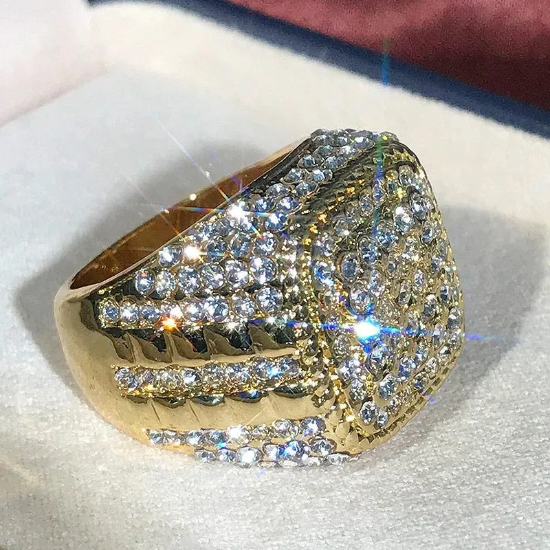 Gold Color Full Bling Iced Out Micro Paved CZ Ring