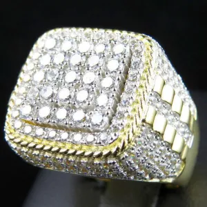 Gold Color Full Bling Iced Out Micro Paved CZ Ring