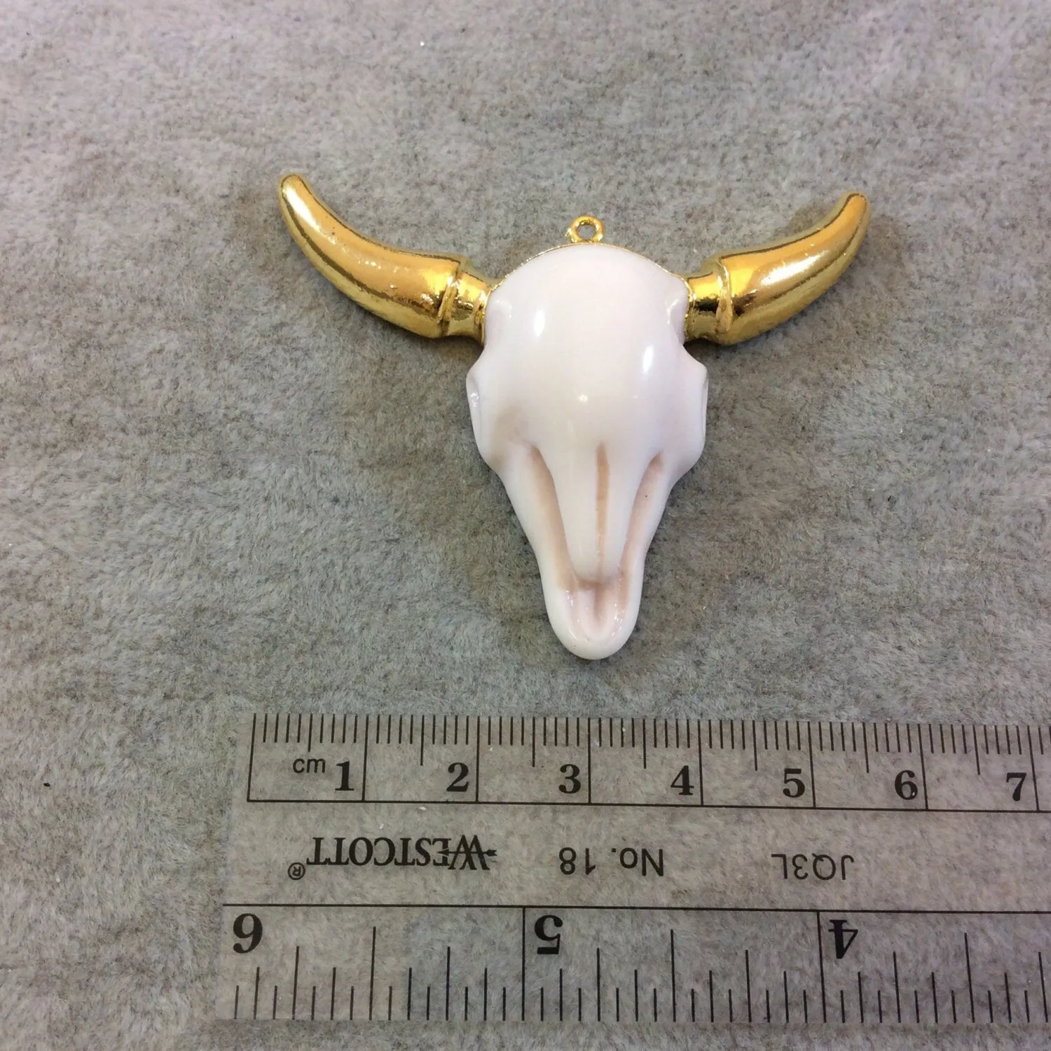 Gold Finish Electroplated Acrylic Bull/Steer Skull Shaped Focal Pendants - Measuring 60mm x 50mm Approximately - Sold Individually