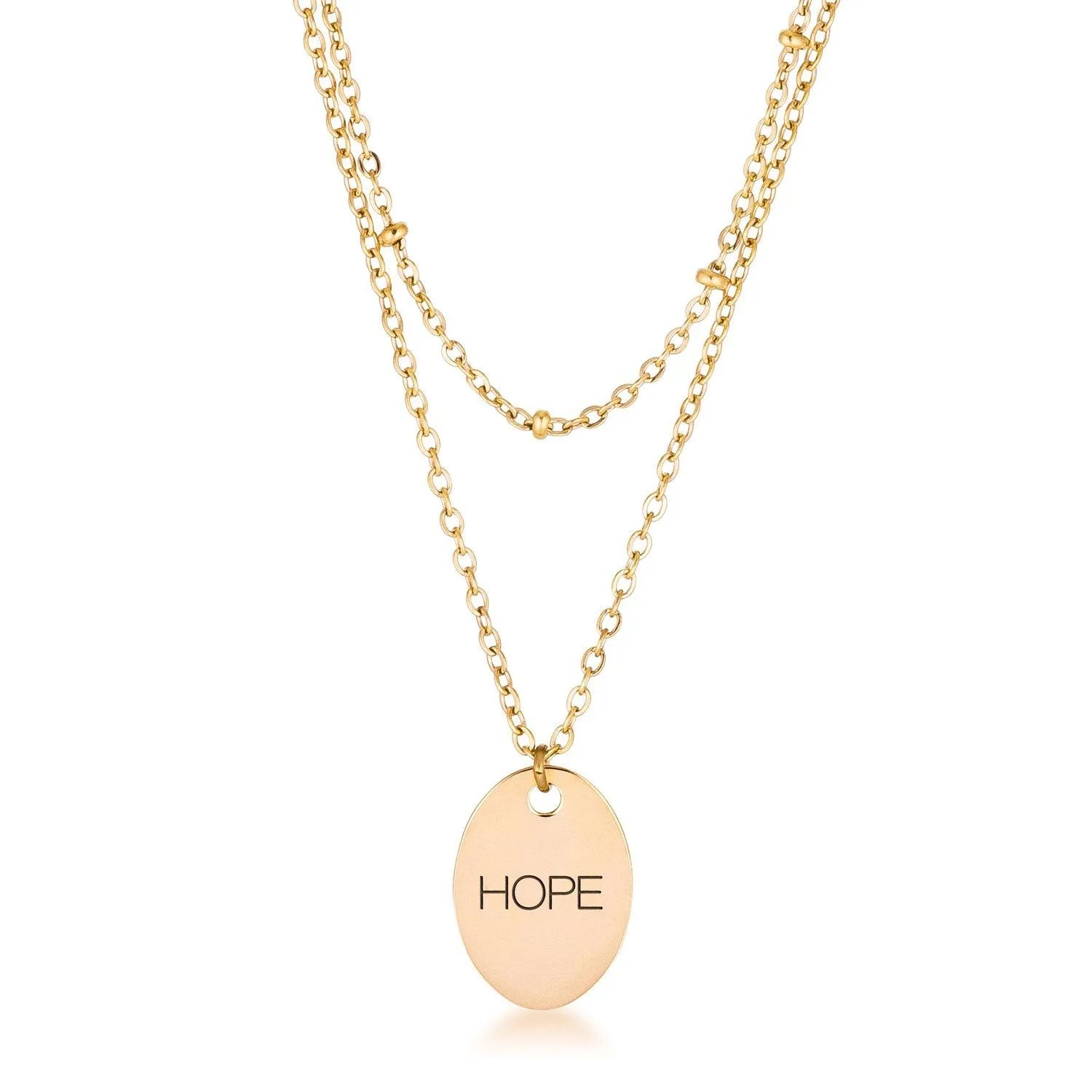 Gold Plated Double Chain HOPE Necklace
