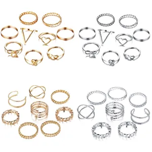 Gold/Sliver Rings Set For Women