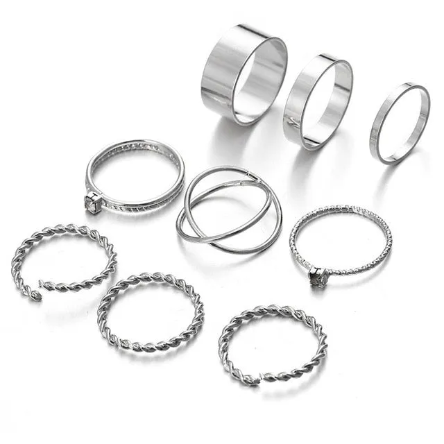 Gold/Sliver Rings Set For Women