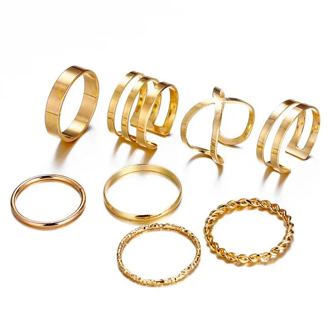 Gold/Sliver Rings Set For Women