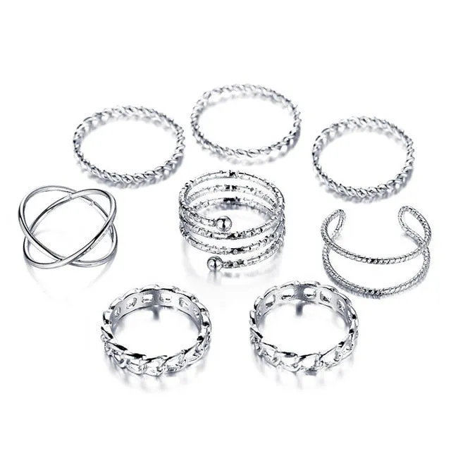 Gold/Sliver Rings Set For Women