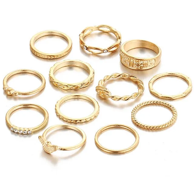 Gold/Sliver Rings Set For Women