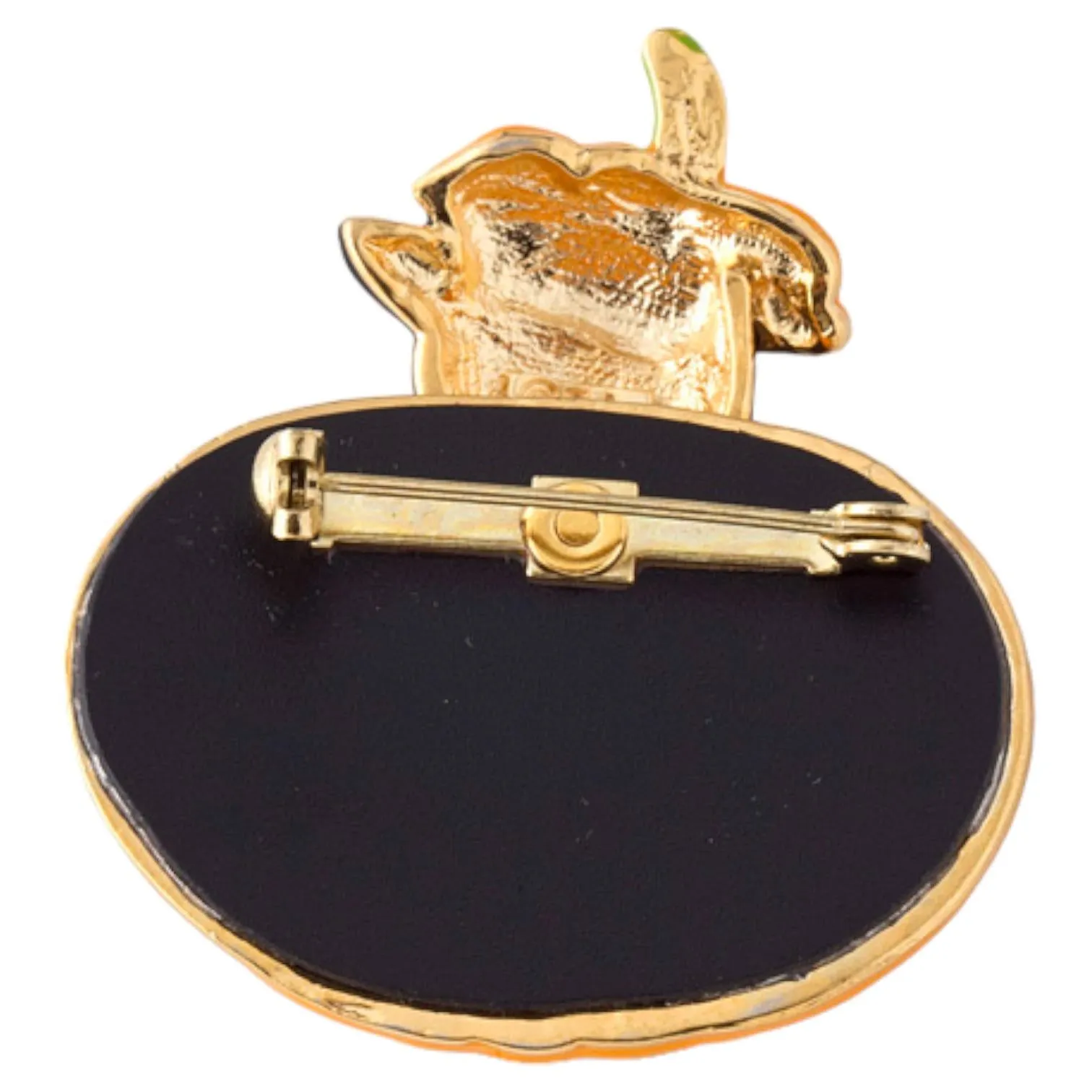 Halloween Costume Jewelry Black Cat in Pumpkin Charm Enamel Brooch Pin BH236 Orange