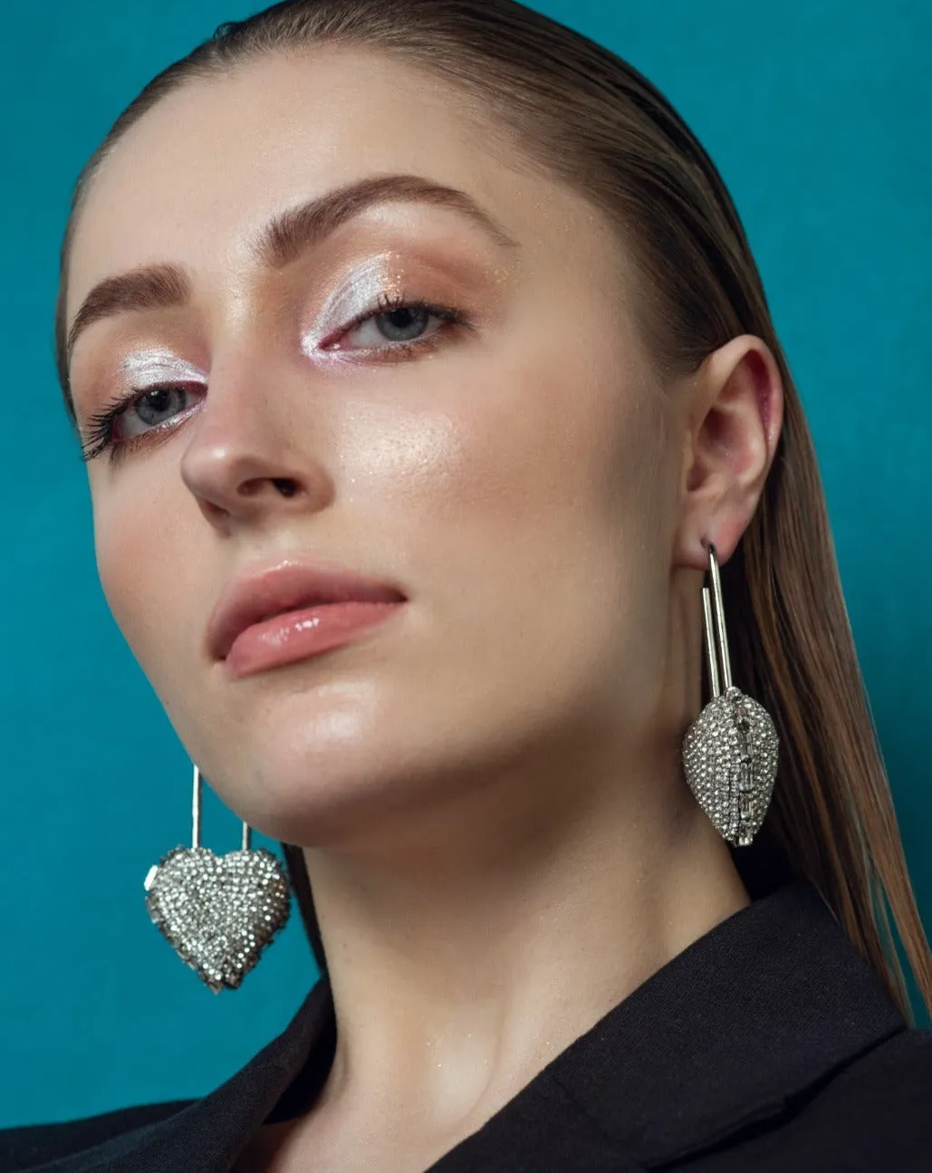 Heart Lock Hoops In Sparkling White