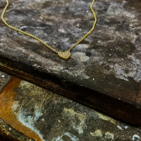 Heart Necklace in 14K Solid Gold & Diamonds ( bigger size)