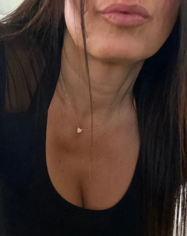 Heart Necklace in 14K Solid Gold & Diamonds ( bigger size)