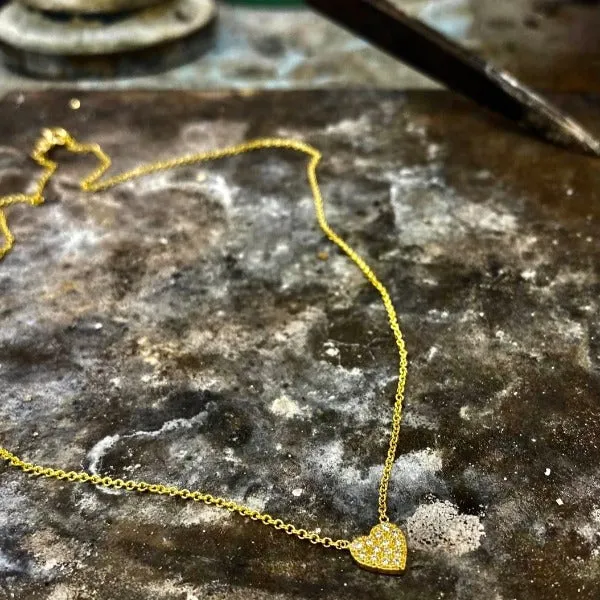Heart Necklace in 14K Solid Gold & Diamonds ( bigger size)