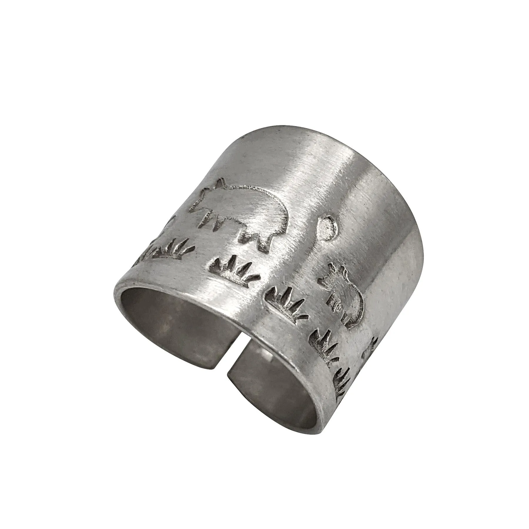 Hill Tribe Silver Farm Animal Landscape Ring - Adjustable Wide Band