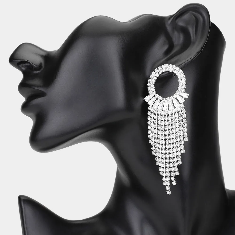 iLLASPARKZ CZ Rhinestone Chandelier Fringe Evening Earrings