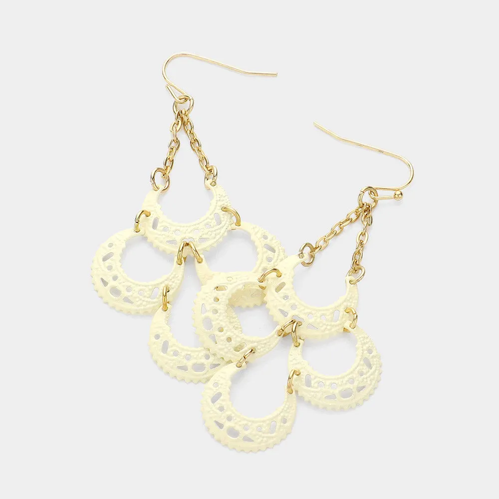 iLLASPARKZ Lacquered Metal Crescent Link Chandelier Dangle Earrings