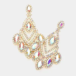 iLLASPARKZ Marquise Stone Cluster Accented Chandelier Dangle Evening Earrings