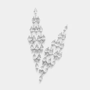 iLLASPARKZ Marquise Stone Cluster Chandelier Evening Earrings