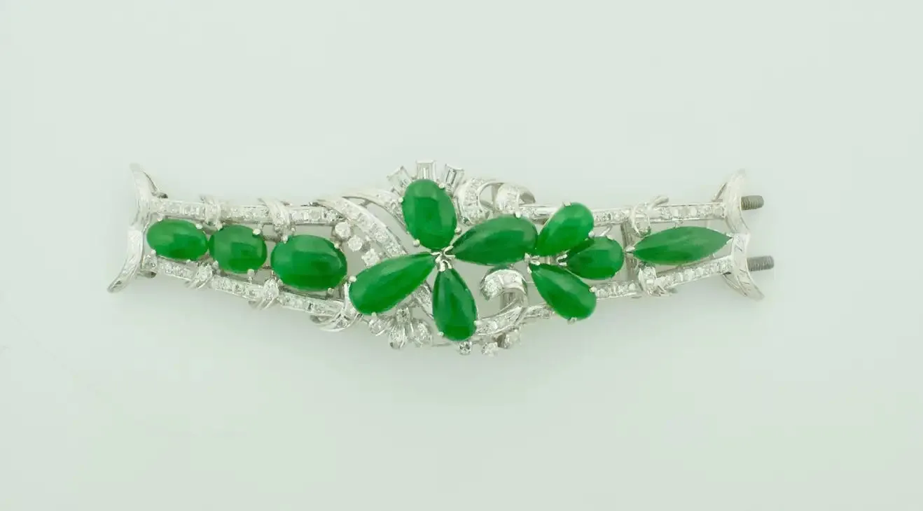 Jade Diamond and Pearl Strand Necklace Circa 1950's