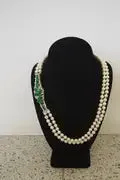 Jade Diamond and Pearl Strand Necklace Circa 1950's