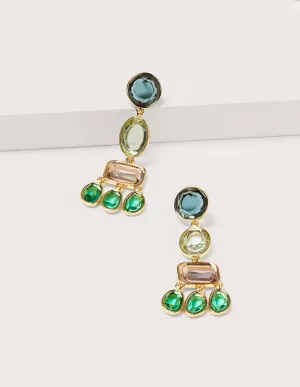 Jewelled Chandelier Earrings-Blue Multi