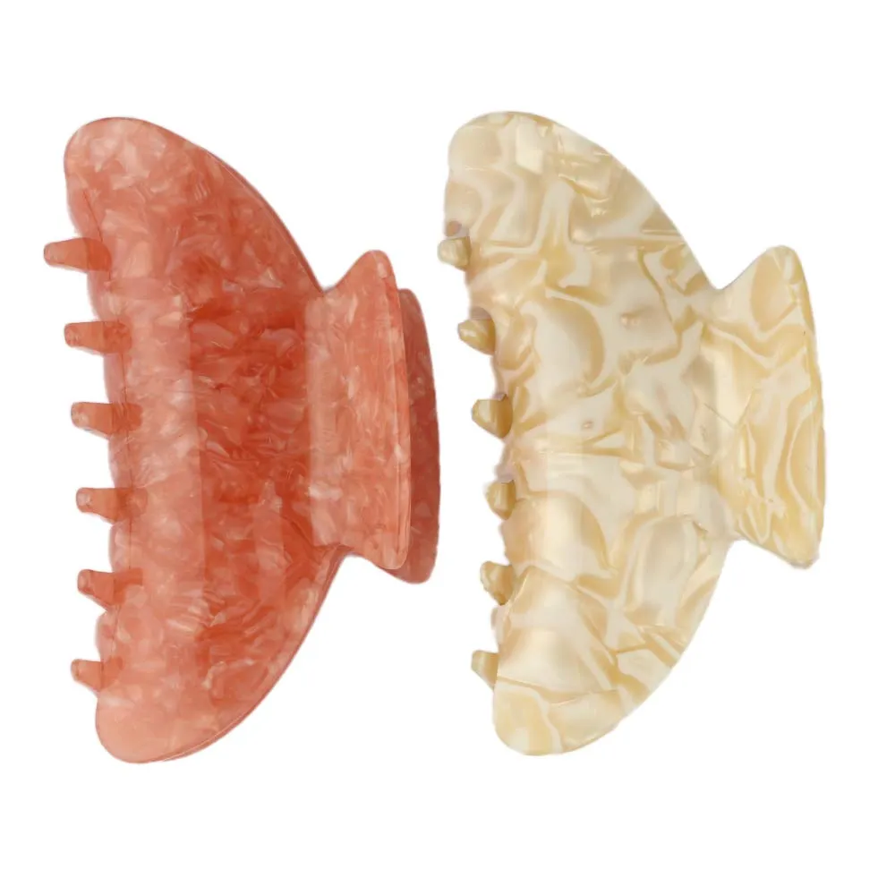 JIRIS 2PCS 3.5 inches Hair Claw Banana Clips tortoise Barrettes Celluloid French Design Barrettes celluloid Pattern print Large Fashion Accessories for Women Girls(SET2)