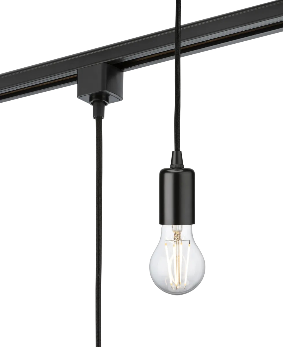 Knightsbridge TRK8270BK 230V 1.8M E27 Contemporary Track Pendant - Black
