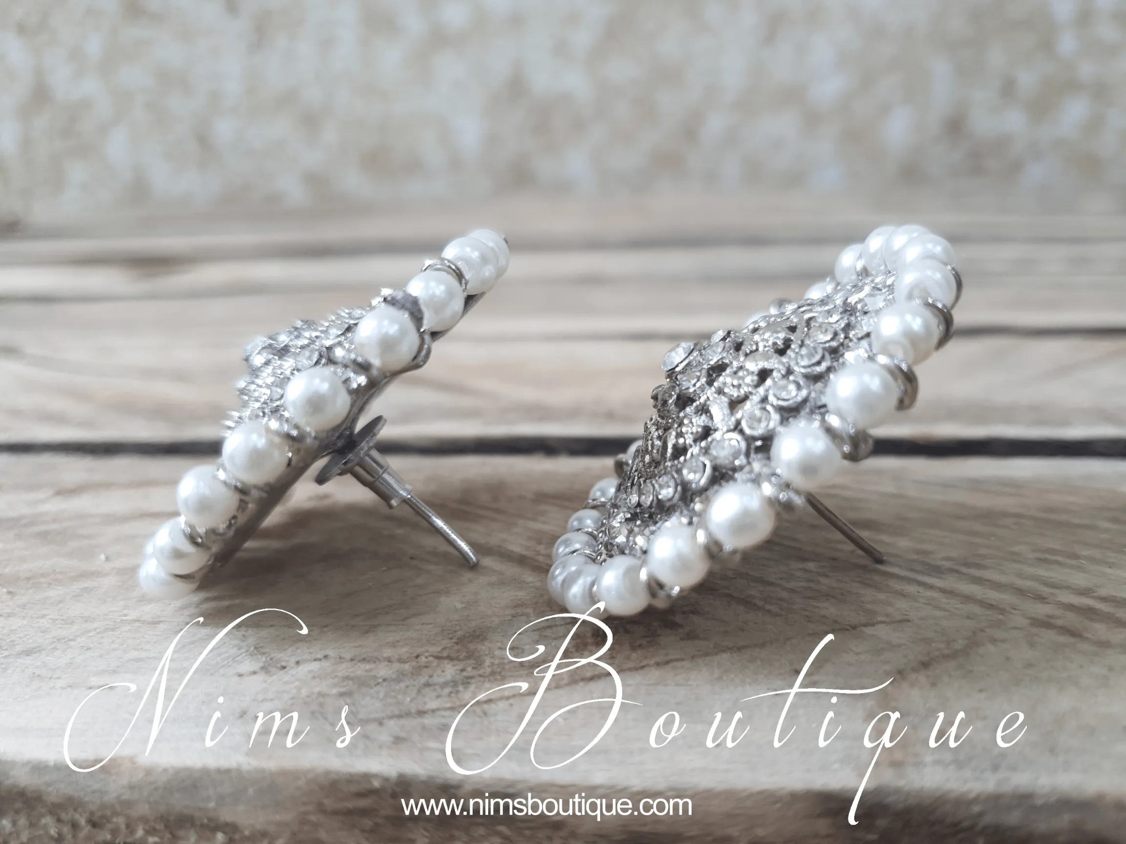 Large Royal Silver Pearl Stud earrings