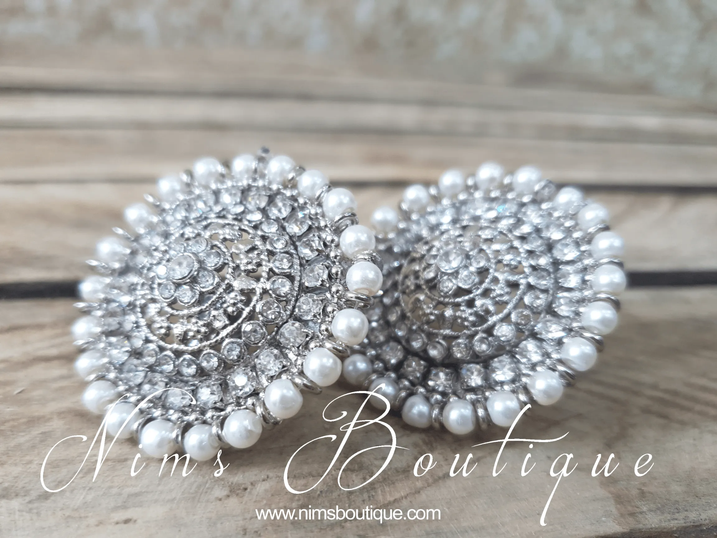 Large Royal Silver Pearl Stud earrings