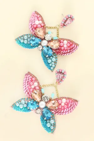 Large Whimsical Beaded Butterfly Earring