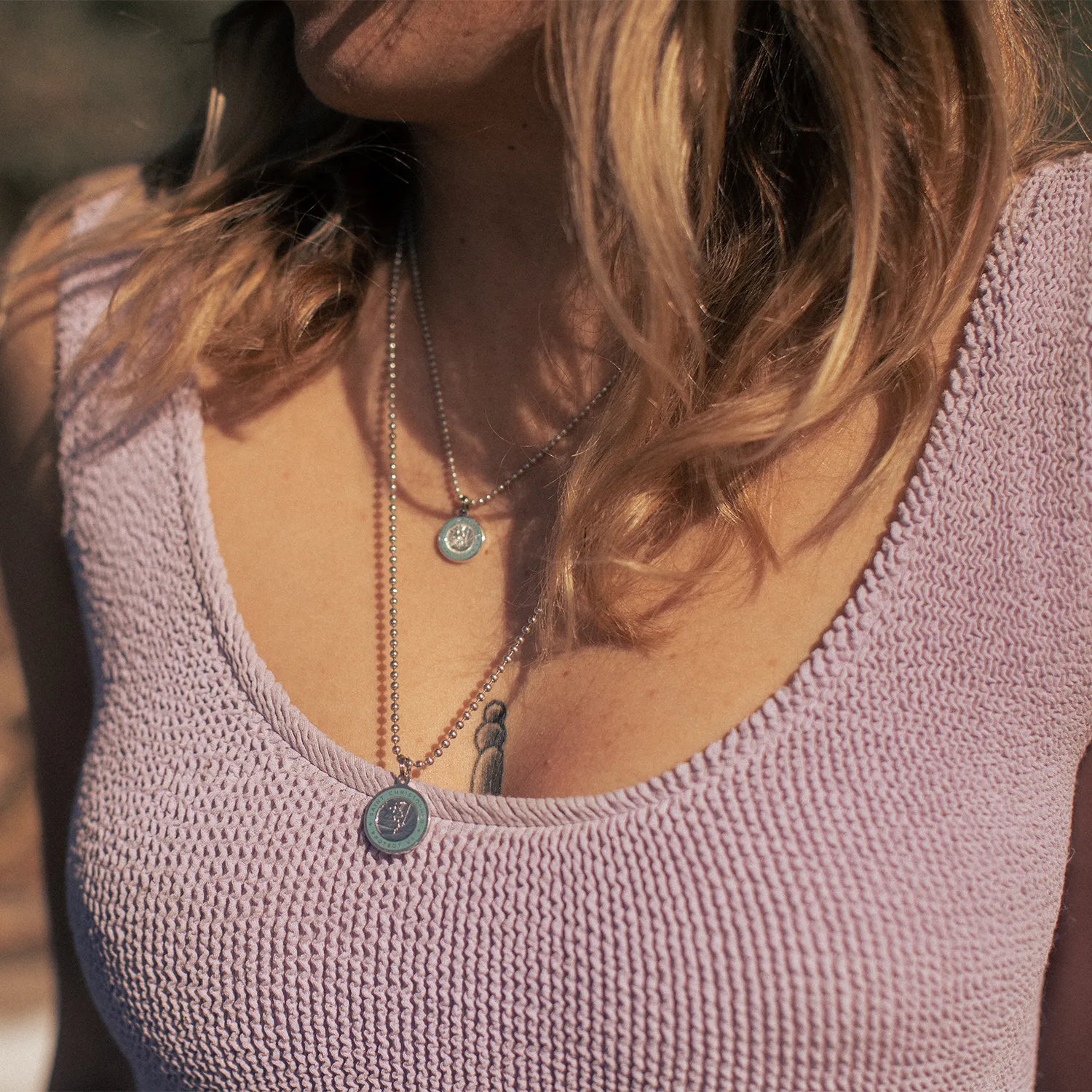 Medium - Silver / Baby Blue