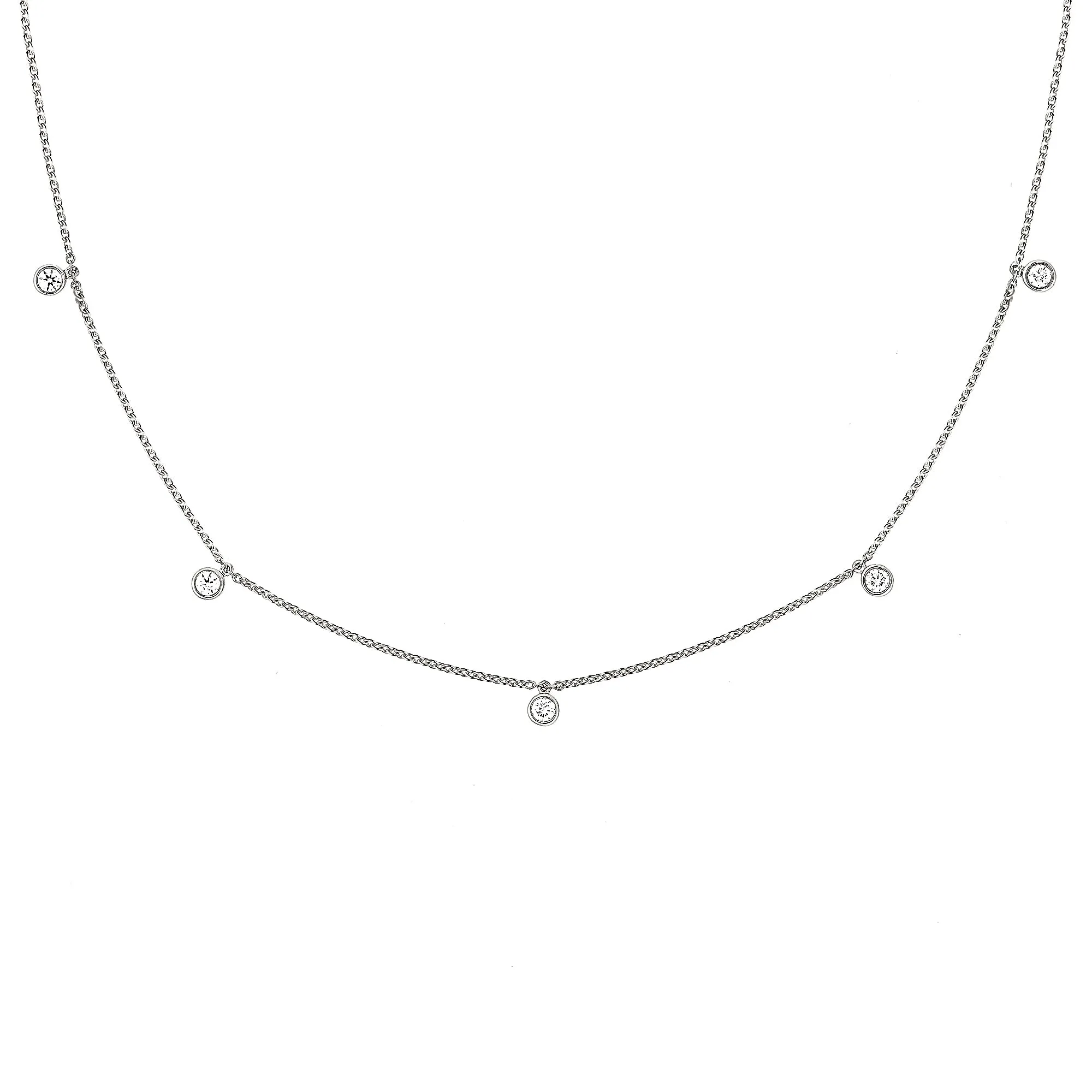 Mini Choker Bezel 18K Whitegold Necklace w. Diamonds
