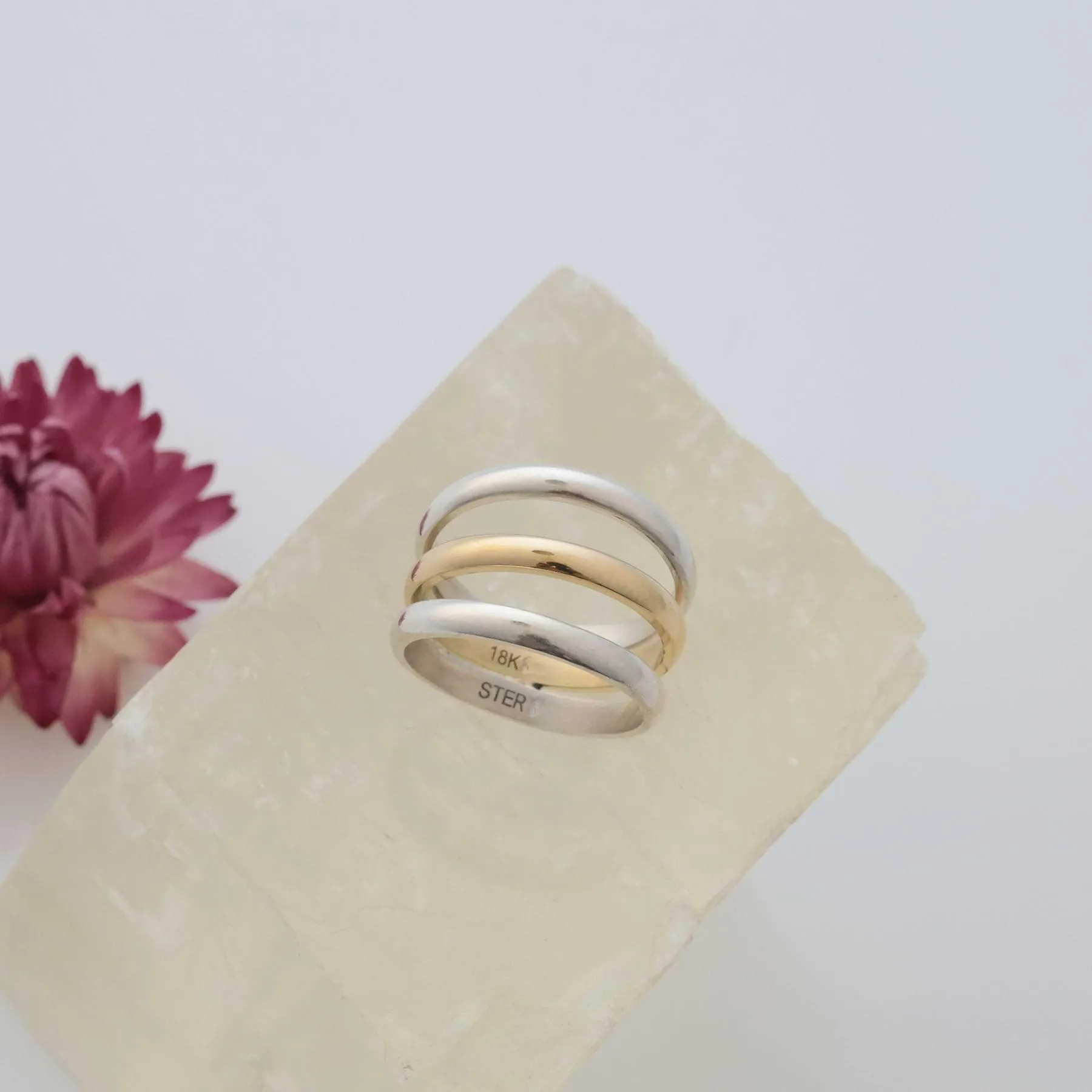 Mixed Metal Stack 3-Layer Ring