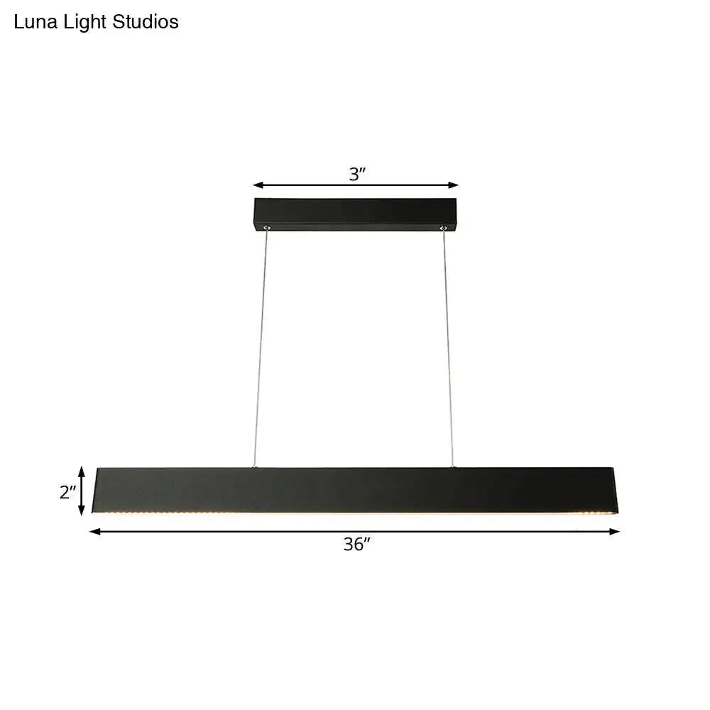 Modern Black LED Pendant Light Fixture for Dining Room - 36"/47" Wide Blade - Hanging Ceiling Light in Warm/White